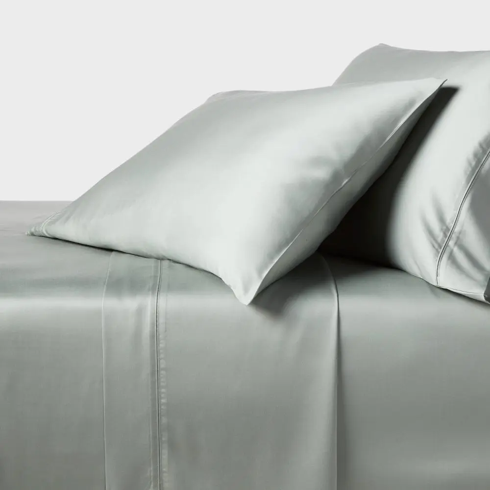Threshold 320 Thread Count 100% Lyocell Satin Weave Sheet Set, Gray Chalk, OEKO-TEX Certified, Home Bedding for Bedroom Use