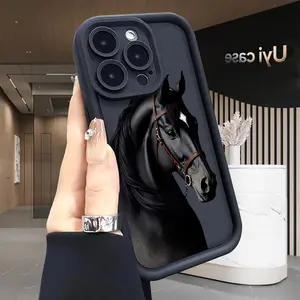 Black Horse Soft Case for iPhone 17 Air 16 Pro Max 15 Plus 14 13 12 11 X Shockproof Anti-Scratch Rugged Durable Silicone Cover Festive Design