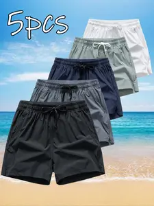 Men's Zipper Pocket Quick-Dry summer   swim trunk Shorts, Regular Fit Casual Drawstring Waist Shorts for Daily Outdoor Wear, Men everyday Bottoms for All Seasons, Casual Sweat Shorts