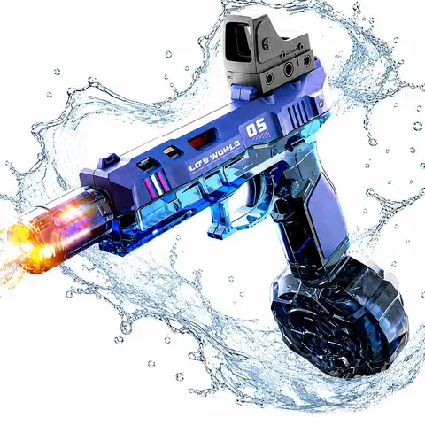 Unisex ABS LED Water Gun - Automatic, Rechargeable Battery, Automatic Water Blasts, LED Lights, 28-32 FT Long Range, High-Capacity Soaker, Kids Toy for 3-12 Yrs, Pool/Beach Outdoor Summer Toy
