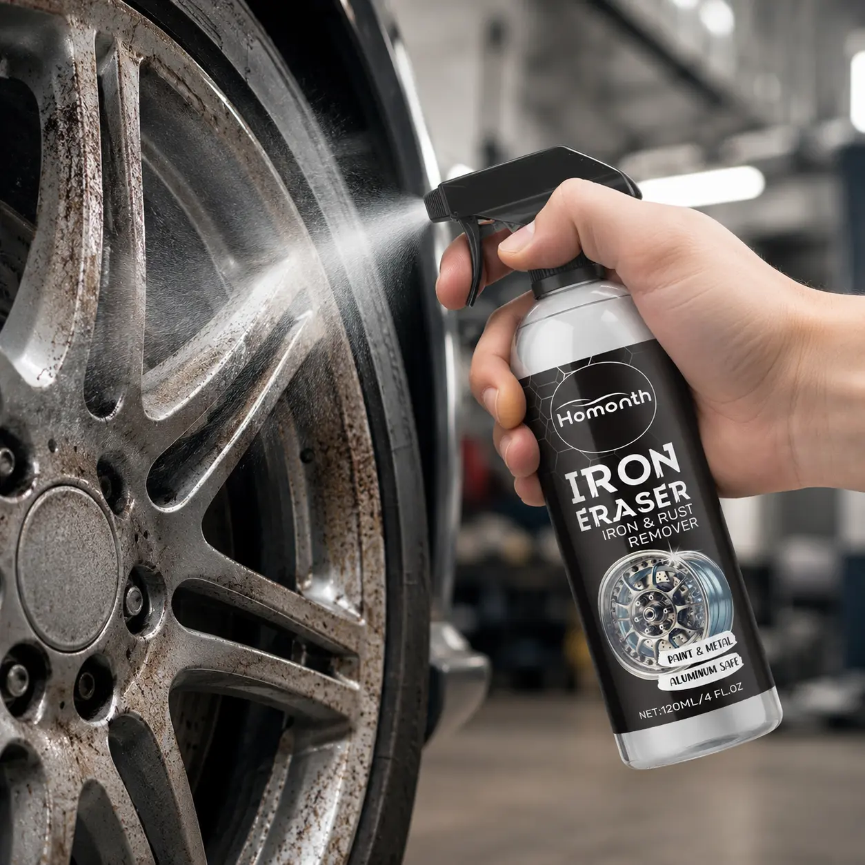 Iron Eraser Spray for Car Wheels and Paint Fast Acting Rust and Brake Dust Remover for Professional Automotive Surface Cleaning, Car Detailing Chemicals, Car Care Products