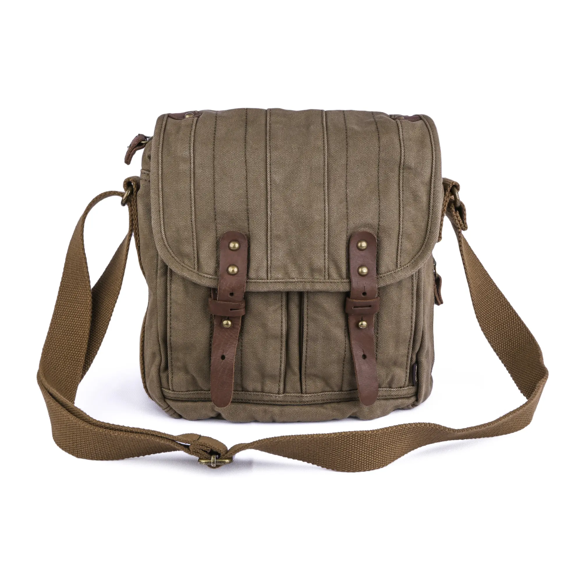 GOOTIUM Men's Vintage Cotton Canvas Messenger Bag, Lightweight Portable Shoulder Bag for Commuting, Fits 9.7-Inch iPad, Commuter Messenger Bag Shoulder Messenger Bag Outdoor Crossbody Bag
