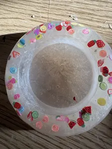 White ashtray with fruit detailing