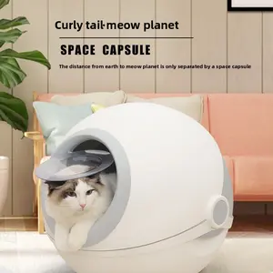 Curly Tail hot-selling ready-to-ship cat litter box, fully enclosed, splash-proof cat toilet, odor-proof pet cleaning supplies, leak-proof
