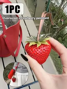 Extra-large resin strawberry cute pendant, Ins-style fruit pendant couple bag pendant accessory, resin keychain, Stylish Keychain, women's car accessory, bag accessory, suitable for weddings, birthdays, travel souvenirs, graduation