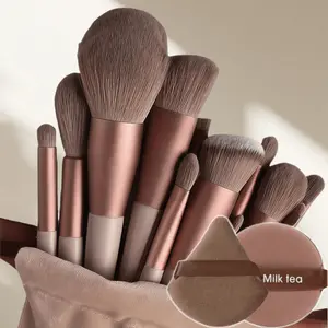13pcs Makeup Brush Set with 2pc Sponges, Cosmetic Brush Set, Soft Fibers for Easy Application, Ideal for Travel & Daily Use, Perfect Gift Option