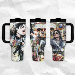 Michael Jackson Themed Aesthetic Insulated Stainless Steel Vacuum Flask Bottle, 24H Hot-Cold Retention, Leakproof Lid, Stylish Gothic Minimal Design, Portable Travel Drinkware, Gift for Him