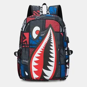 Outdoor Sports 32-35L Fashion Shark Personality Unisex Shoulder Bag Easy Portable Durable Backpack for Hiking & Camping