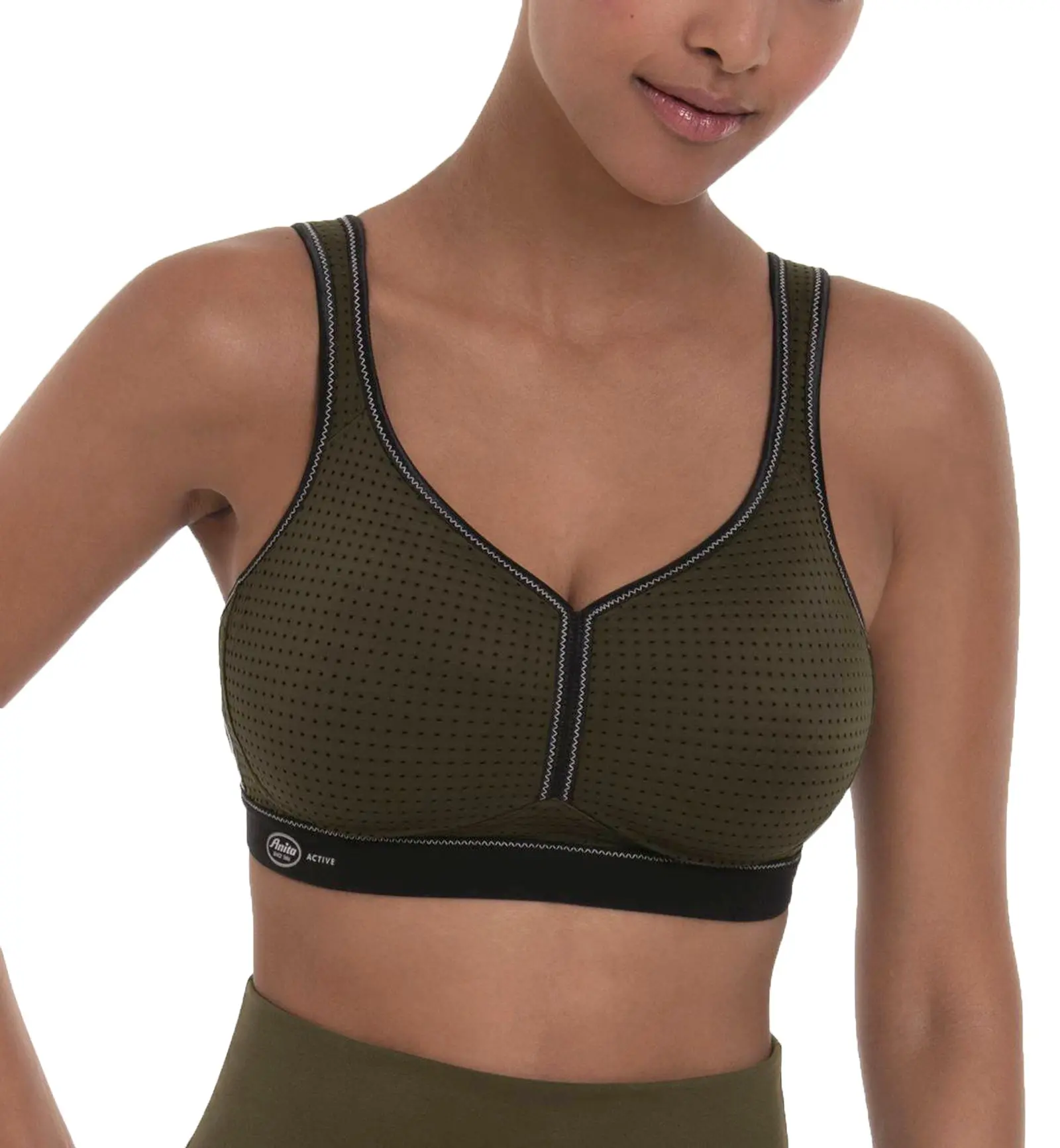 Anita Performance Mesh Max Support Softcup Sports Bra (5566) - Dark Olive/Black