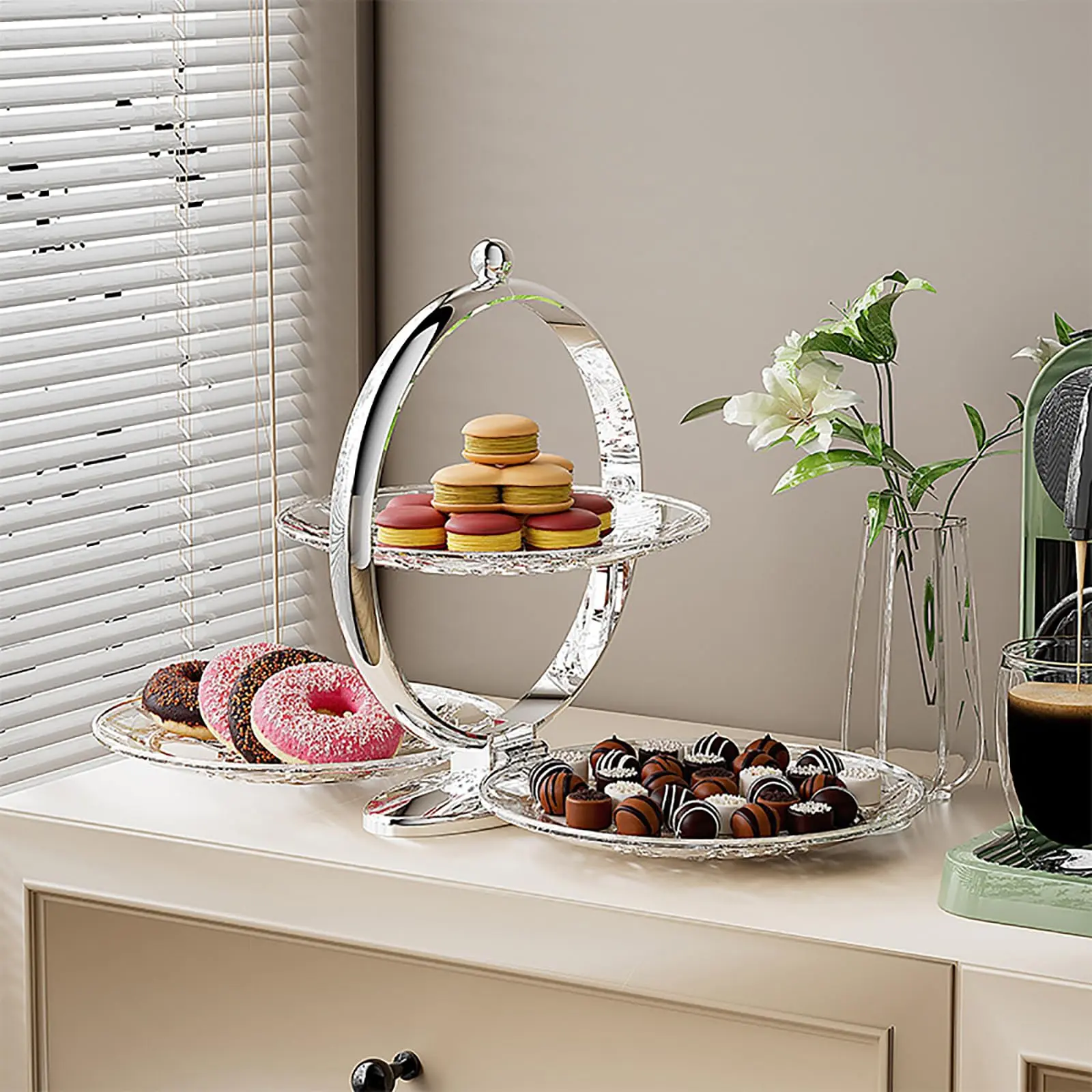 3-Tier Rectangle Serving Tray - Rectangle Shape Tiered Cake Style Cupcake Stand, Multi-Use Platter for Home Decor, Festive & Party Supplies, Tiered Cake Style Cupcake Stands