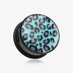A Pair of Glow in the Dark Cheetah Print Single Flared Ear Gauge Plug