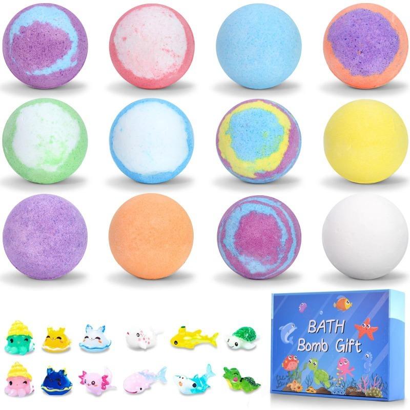 12PCS Bath Bombs for Kids with SurpriseSPRINGInside, 12 Pack Kid Bath Bombs Gift Set,Easter Basket Stuffers for Boys Girls BubbleBath with Toys Inside Skin Repair