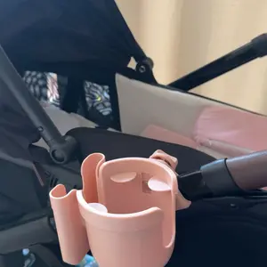 Universal Stroller Cup Holder with Mobile Phone Case, 2-in-1 Strollers Storage Rack, 360 Degrees Rotation Drink Holder for Bike, Pushchair, Wheelchair, Walker,Bicycle, Fits Most Cups