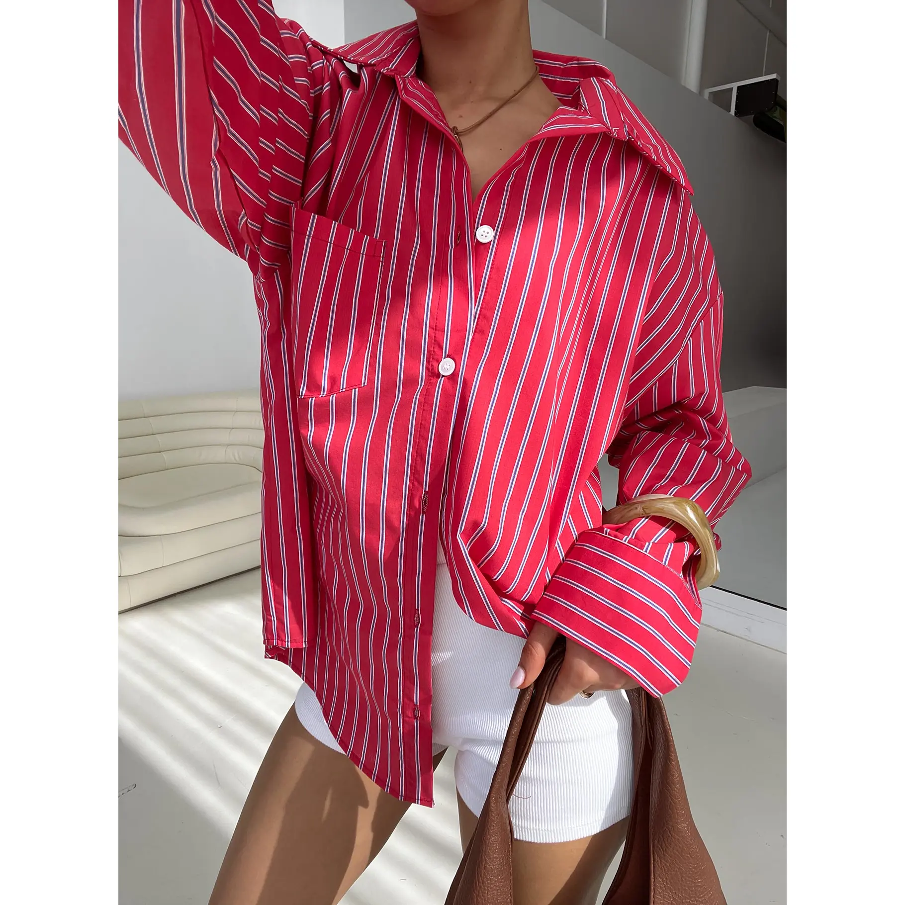 Kodhi Oversized Long Sleeve Top Red Stripe Kodhi Oversized Long Sleeve Top Red Stripe