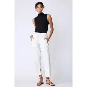 Split Hem Capri - Ecru Broadcloth