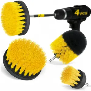 LMMAKE 4Pcs Drill Brush Attachment Kit for Electric Drills - Gentle & Effective Cleaning for Automotive Interiors, Boat Seats, Carpets, Upholstery, Bathroom Tiles & Grout - Essential for Homeowners & Professional Cleaners