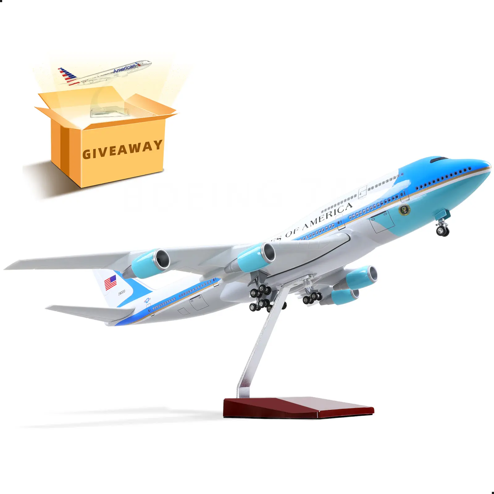 Boeing 747-200B VC-25A Air Force 1 1/160 Diecast Model Aircraft Kit with Display Stand, Adult Collectible Thanksgiving Gift