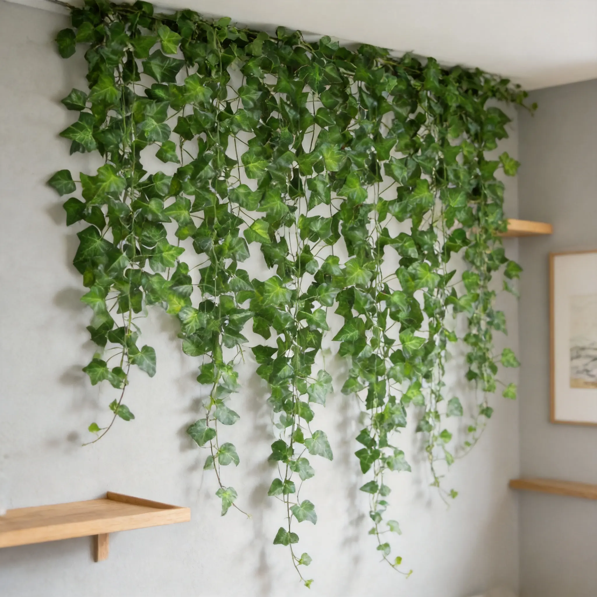 12-Pack Plastic Artificial Vine Garlands with Green Flowers, Hanging Plant Leaves, Decorative Faux Ivy for Bedroom Aesthetic, Home Garden Wall Decor