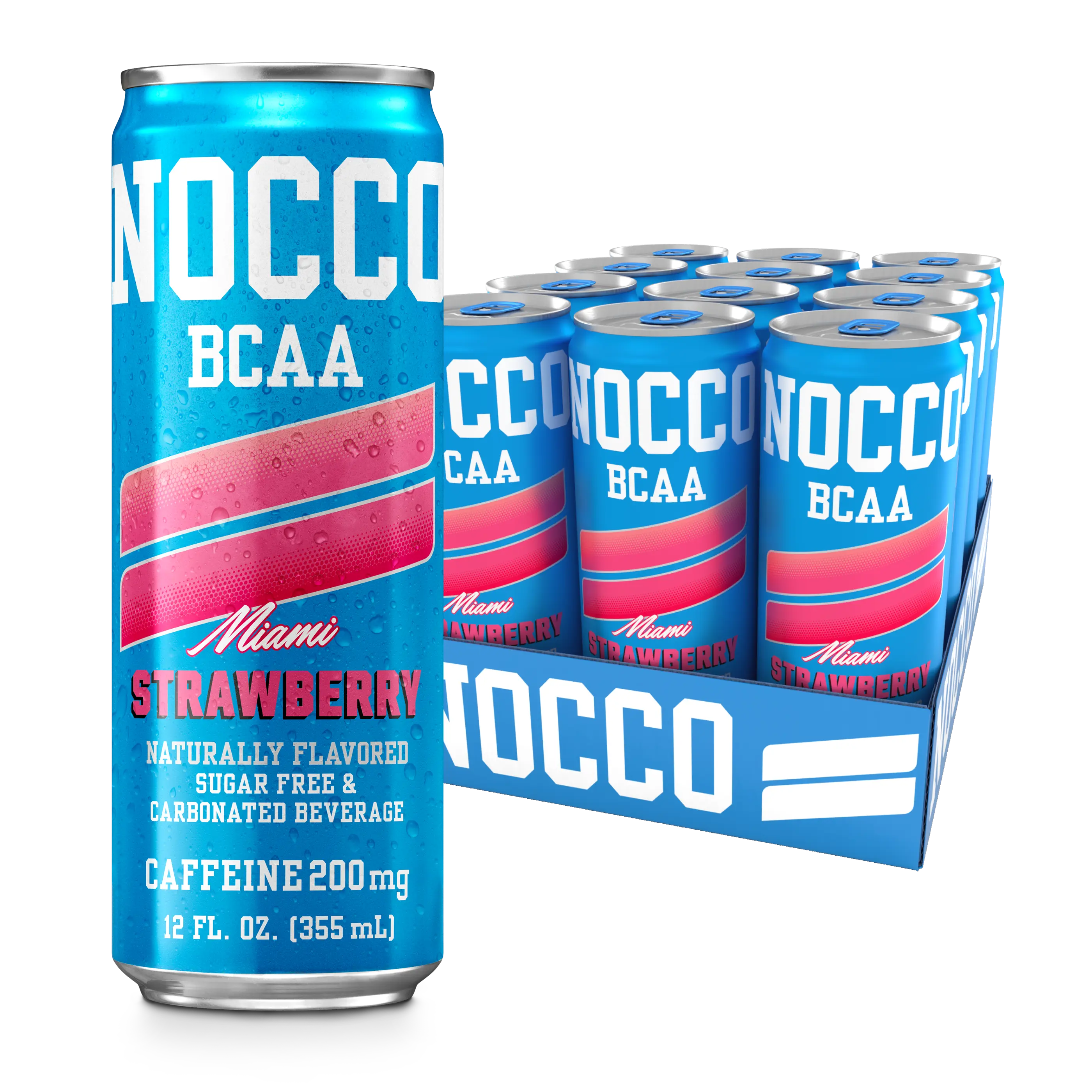 NOCCO BCAA Sparkling Energy Drink 12 Pack - 200mg Caffeine,Sugar Free, Low Calorie, B Vitamins & Biotin Sport Performance Beverage