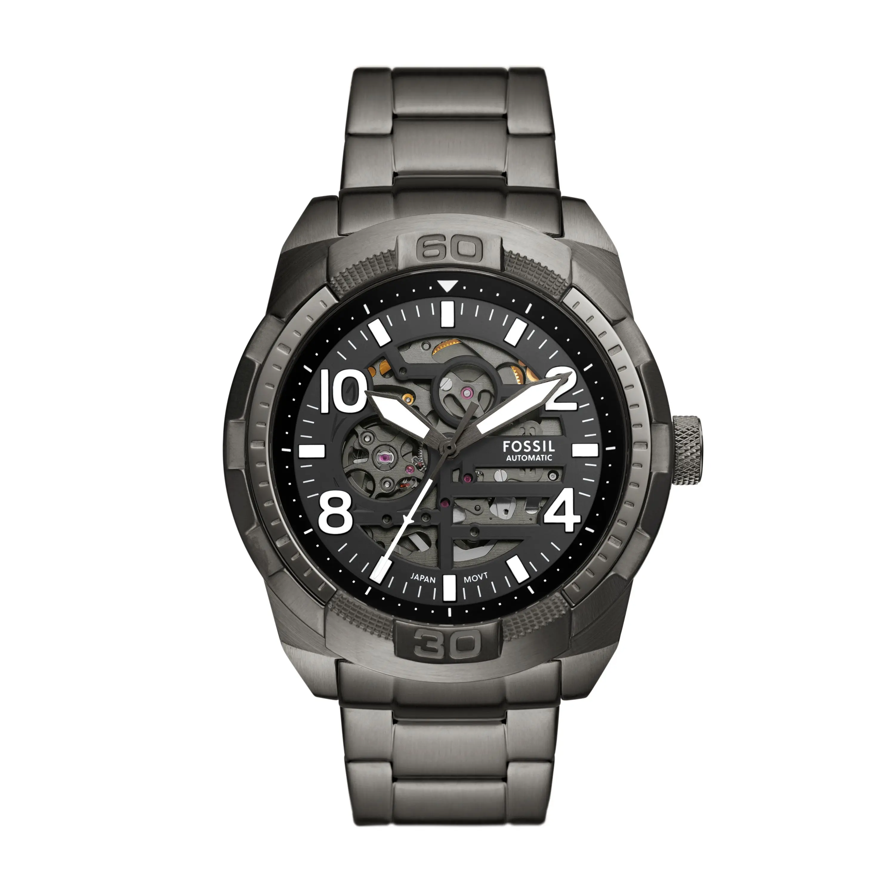 Fossil Men's Bronson 48mm Automatic, Smoke Stainless Steel Watch