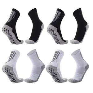 4 Pairs Plus Size Non-Slip Soccer Socks, Grip Non Slip Anti Slip Non Skid Slipper Sport Athletic Socks for Men for US Men shoe sizes 9-14