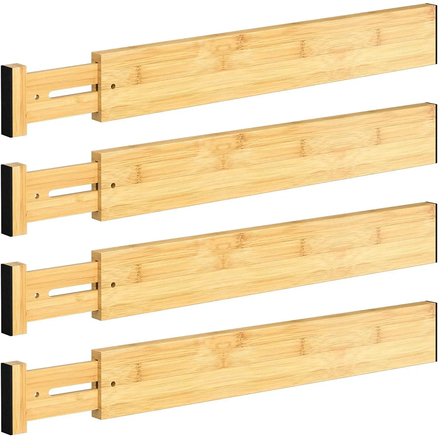 4 PCS Drawer Divider, 17"-22" Adjustable Bamboo Drawer Dividers Organizers, Expandable Separators for Kitchen, Clothes, Dressers, Home, Office