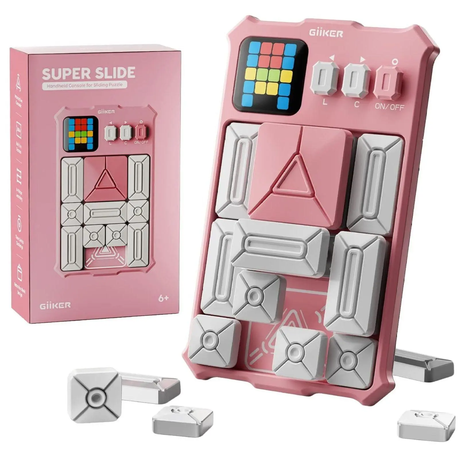 Plastic ABS Plastic Super Slide Puzzle Game - 500+ Challenges Slide Tiles Number Grids Brain Teaser, Travel Portable Toy, Birthday Gift for Teens & Adults Pink, Brain Teaser Puzzles, Logic Puzzles