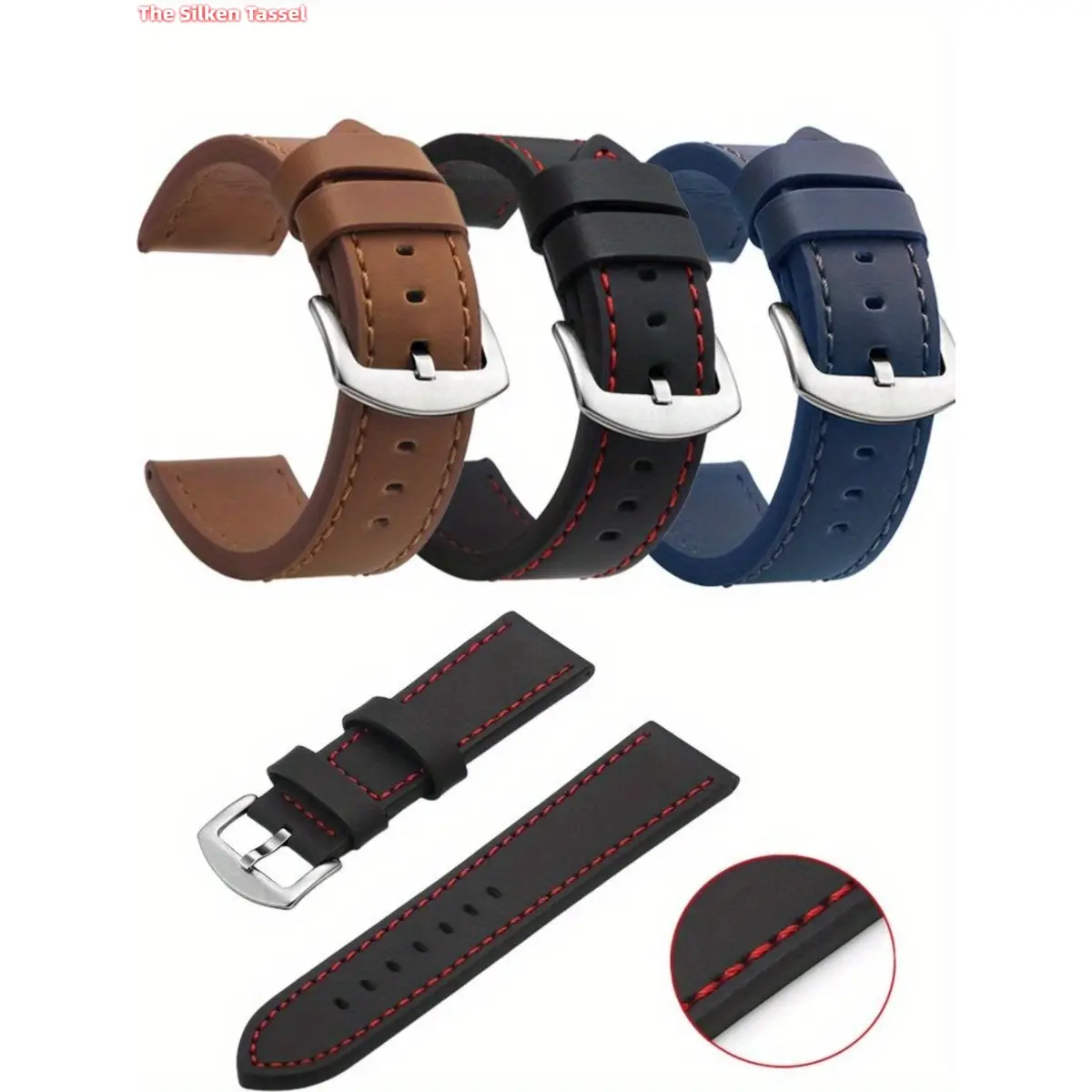 Retro Business Leather Watch Strap for Samsung Galaxy Watch 6/5/4 & Active 2/3, 20mm & 22mm Adjustable Replacement Band, Watch Straps tiktokshopbacktoschool