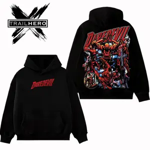 TRAIL HERO - DAREDEVIL V3 Premium Acid Washed Hoodie T-Shirt, En Sabah Nur Hoodie Shirt, Character Comics Fans Shirt, Superhero Washed Shirt, Comic Book Fans T-Shirt, Superhero Graphic Tee Cotton