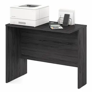 ROGER Office Desk Return (Coastal Grey) - Cable Management, Compact Laptop, L-Shape Desk with 35-in Worksurface, Cord Grommet for Work, Gaming, Cable Management Desks, Compact Laptop Desks