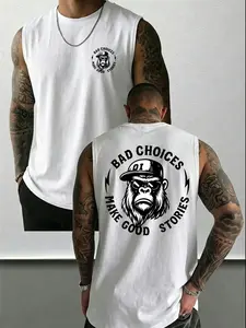 Men's Summer Sporty Sleeveless Vest, Breathable Comfort, Gorilla God Print Design, Ideal for Outdoor Activities and Gym Wear