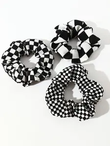 3pcs Women Elegant Plaid Hair Scrunchies Set, Suitable For Daily Wear In Spring And Summer Hair Ties Scrunchy Hair Ties Ponytail Head Accessories Elastic Band Beauty Home Hair Accessories Fashionable Hair Accessories