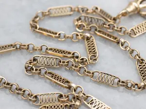 Unique Filigree Link Antique Gold Pocket Watch Chain