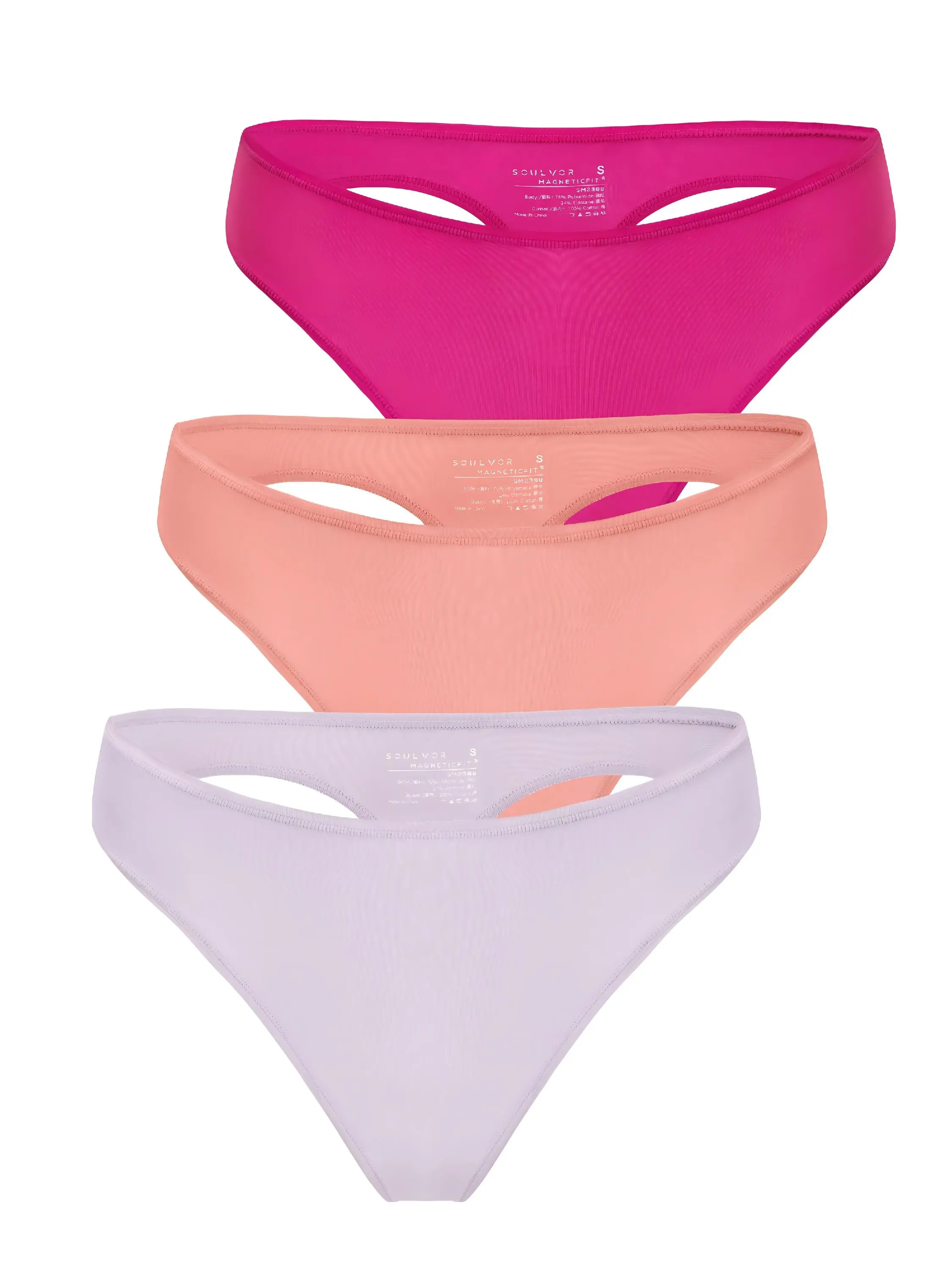 SOULVOR Magneticfit Thongs for Women Stretch Sexy Underwear Comfort Tagless Thong Low Rise Breathable Panties 3 Pack