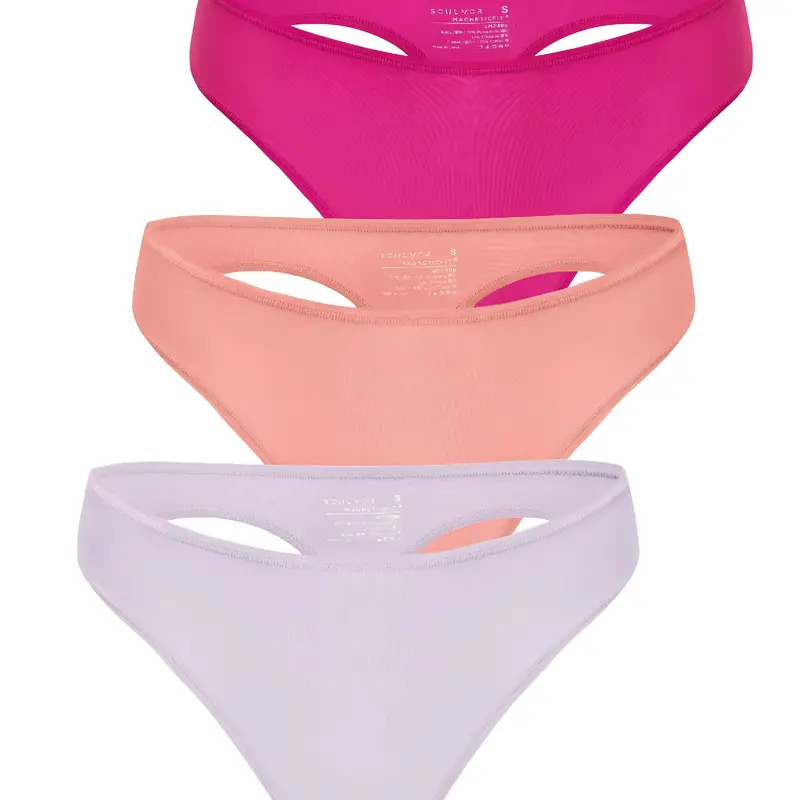 SOULVOR Magneticfit Thongs for Women Stretch Sexy Underwear Comfort Tagless Thong Low Rise Breathable Panties 3 Pack
