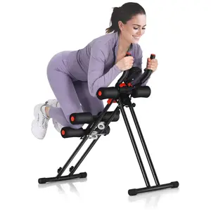Costway Foldable Core Abdominal Trainer/4 in 1 Folding Rowing Machine, AB Workout Machine Exercise Equipment with Adjustable Heights, LCD Monitor, Fitness Equipment for Home Gym Fitness