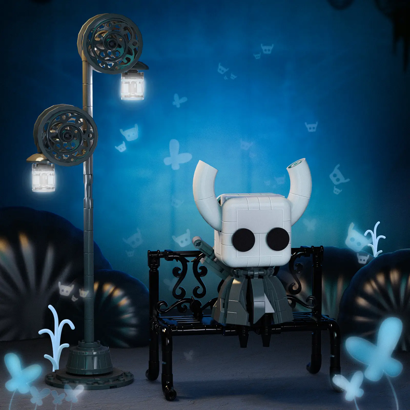 Classic Popular Game Hollow Warrior Action Figure Building Set with LED Light (329 pcs) – Fantasy-Inspired Action Figure Toy with Light-Up Base, Great