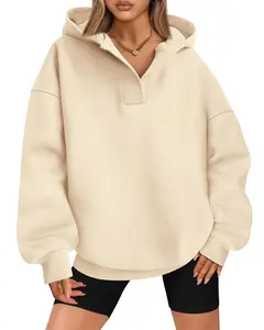 BTFBM Women's Oversized Fleece Hoodies - Casual V Neck Sweatshirts for Fall and Winter - Womenswear, Tops#Clearance