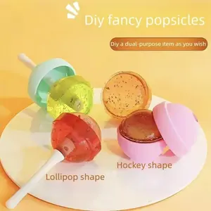 4 piece Mini Candy Color Silicone Ice Cube Molds Lollipop Ice Ball Candy Shape Molds Homemade Ice Cream Popsicle Molds Food Grade High Temp Resistant Easy Demoulding Home Kitchen Cold Drink DIY Ice Making Tool