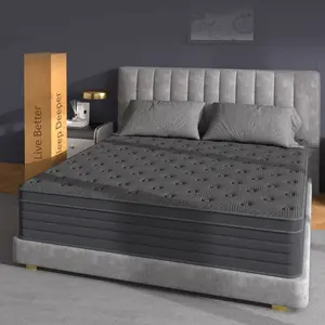 All-Grey Hybrid Mattress 12/14 Inch Queen Size | Cooling Gel Memory Foam + Pocket Springs | Medium Firm with Motion Isolation & Edge Support | Pressure Relief & Cool Sleep | CertiPUR-US | Bed-in-a-Box
