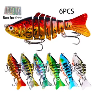 6Pcs Multi Jointed Swim Crank Fishing Lure, Artificial Fishing Bait withHook, Slow Sinking Lifelike Bass Lure Suitable for Fresh Water and Saltwater,Outdoor Fishing Equipment for Beginners