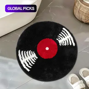 Fashion Vintage Vinyl Record Carpet, Round Rug, Fluffy Rugs, Fluffy Area Rugs, Textured Rug, Modern Style Living Room Bedroom Decor, Soft Plush Foot Pad, Hand Wash Only #GLOBAL PICKS