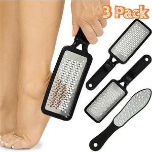 3Pcs/Set Black Foot File,Feet Scraper for Dead Skin,Heel Grater,Callus Remover Scrubber Tool,Rasp for Cracked Heels,Stainless Steel Pedicure Filer for Men & Women,Hand Tools Kits,Halloween Party Decor Gifts