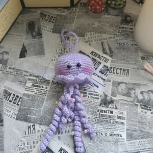 Crochet Jellyfish Keychain - Handmade Purple Jellyfish Keychain with Unique Design