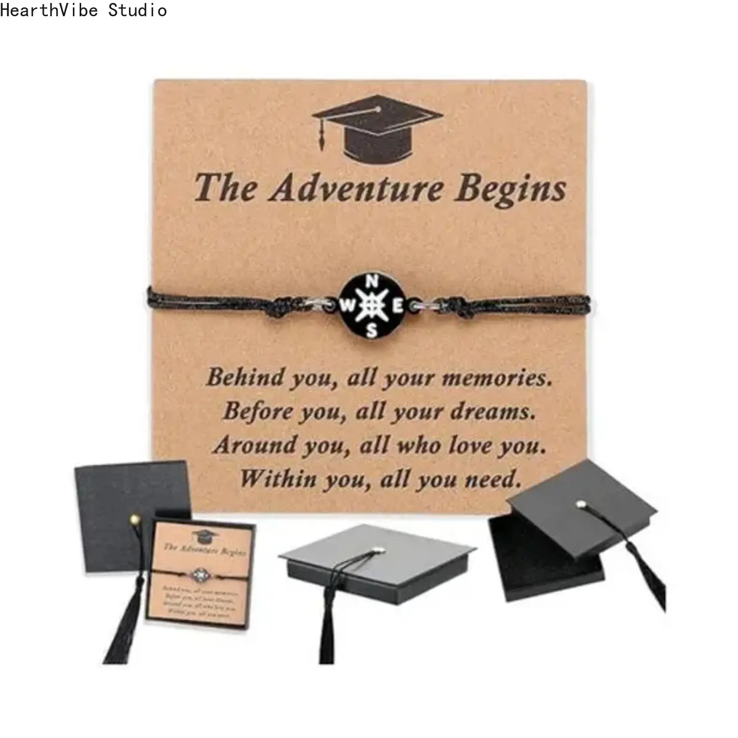 Class of 2026 Graduation Bracelet Gift for Her Him - High School College Graduation Gif High School & College Graduation Present with Cap Box & Inspirational Card - Adjustable Unisex Keepsake for Teen Girls Boys Women Men