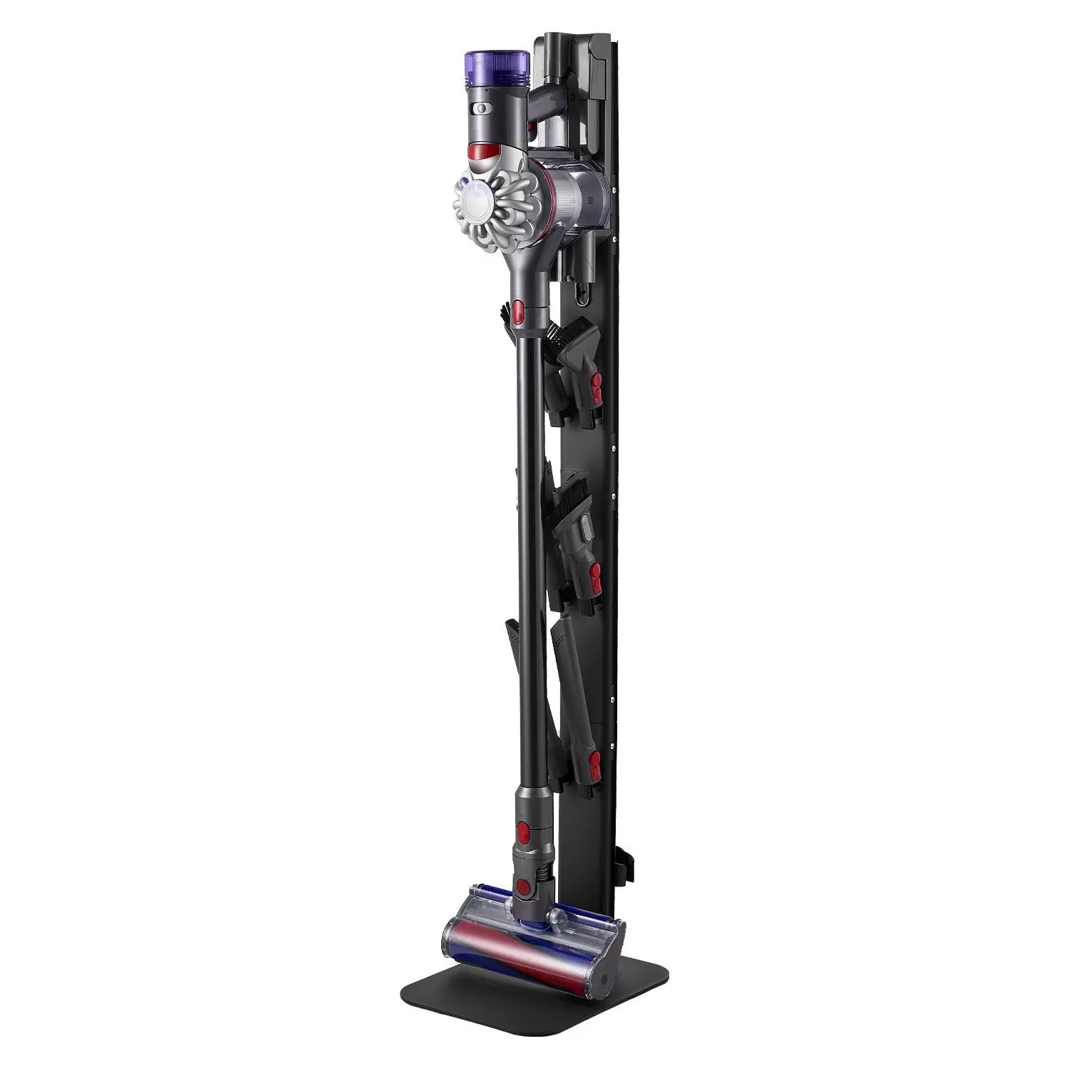 【Summerfinds】VEVOR Vacuum Stand, Compatible with Dyson G5 V15 V12 V11 V10 V8 V7 V6 Series Upright Vacuums Cleaners & Accessories, Stable Vacuum Stand Holder with 6 Hooks and Non-slip Footpads, Black Iron