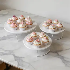 3 Semicircle Nested Metal Cake Tray Set 8/10/12 inch Semicircle Dessert Display Tray Multifunctional Table Decorative Baby Shower, Wedding, Festive & Party