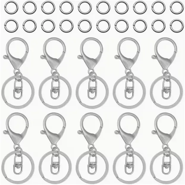 100pcs Open Jump Ring 30pcs Lobster Claw Clasps Keychain for DIY Craft Jewelry Making, Metal Lobster Clasp, Travel backpack jewelry charm key pendant key chain