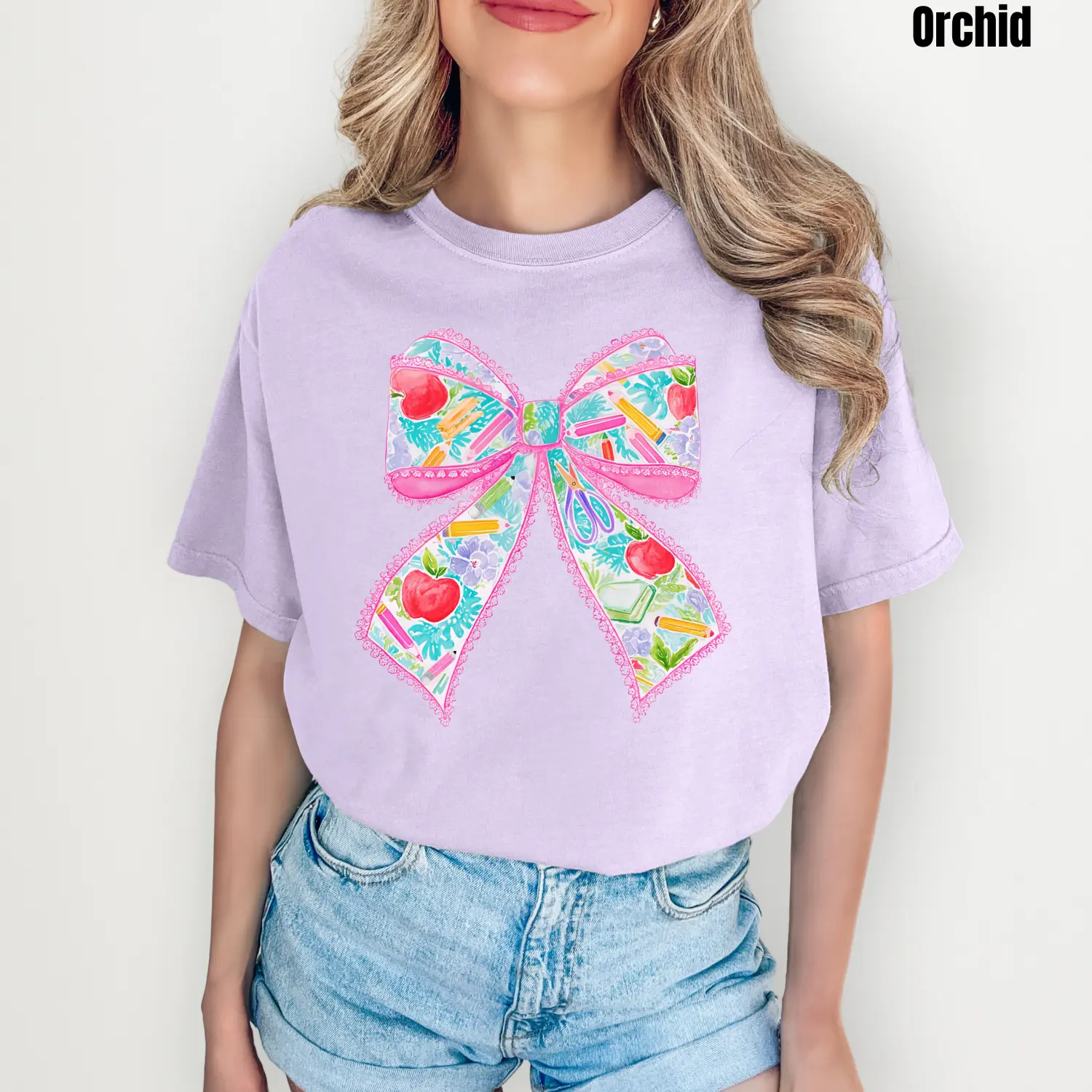 Teacher Bow Comfort Colors T-Shirt 'NLB'