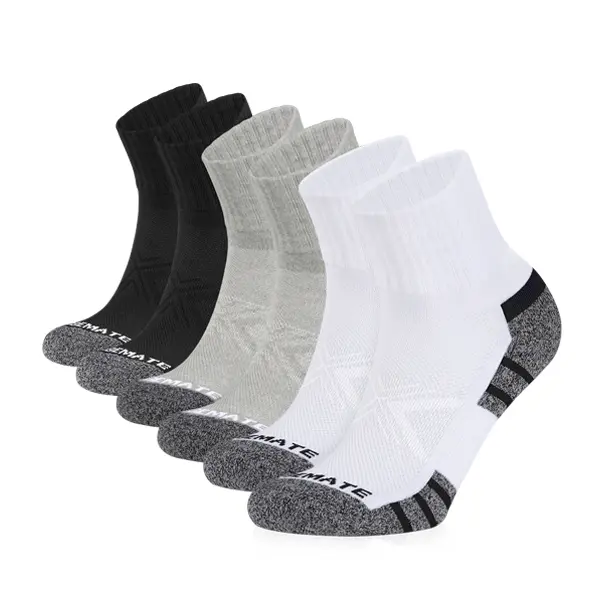 CLOSEMATE Men's Ankle Cotton-Lycra Mid-Calf Sports Socks, Breathable Low-Cut Socks for Running & Training, 6 Pairs, Cotton-Lycra Mid-Calf Socks